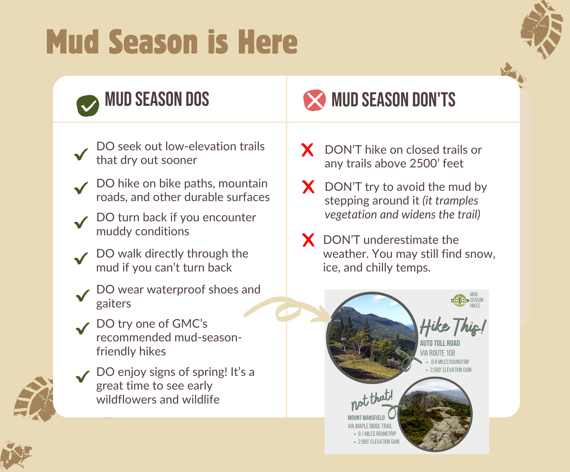 mud season list of dos and don'ts