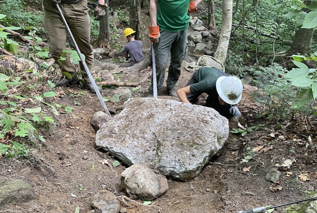 LTP adjusts rock on trail