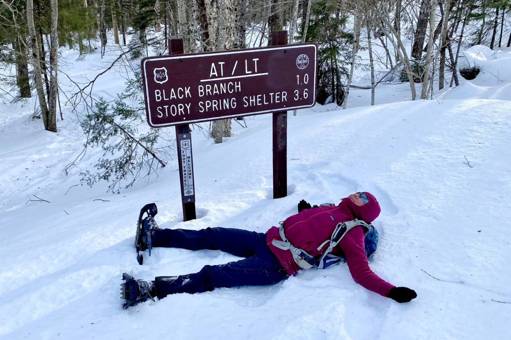 Sue Johnston finishes the Long Trail at Kelly Stand Road.