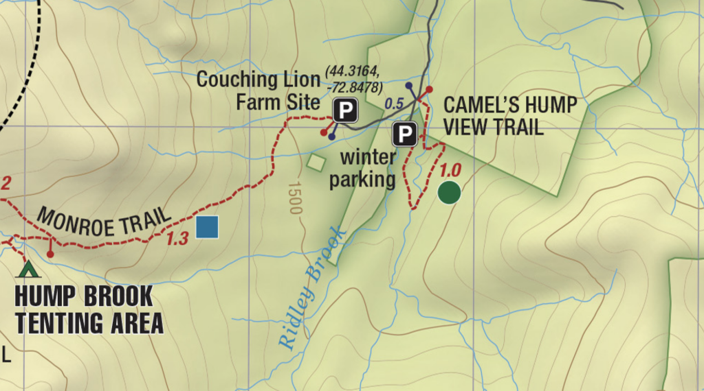 map showing camel's hump view trail